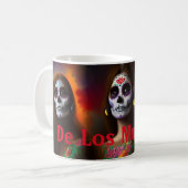 Colorful De Los Muertos Skulls Coffee Mok (Voorkant links)