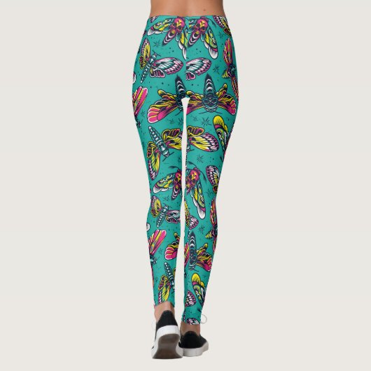 Colorful Death Moths Leggings (Achterkant)