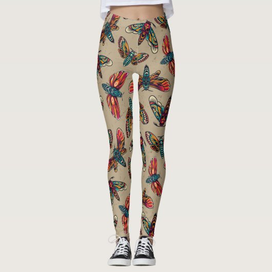 Colorful Death Moths Leggings (Voorkant)