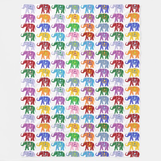 Colorful Decorative Elephants Pattern Fleece Deken (Voorkant)