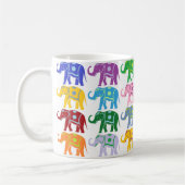Colorful Decorative Elephants Pattern Koffiemok (Links)