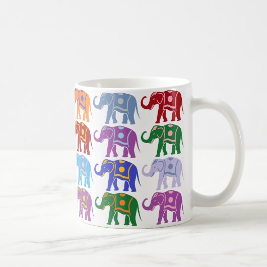 Colorful Decorative Elephants Pattern Koffiemok (Rechts)