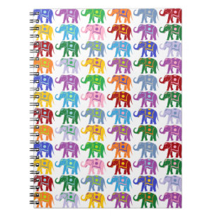 Colorful Decorative Elephants Pattern Notitieboek