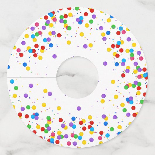 Colorful Decorative Round Confetti Balls Wijnglaslabel (Voorkant)