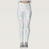Colorful Delicate Leafs Pattern Leggings (Voorkant)