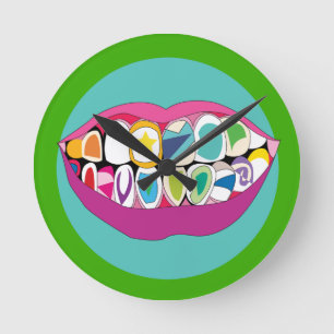 Colorful Dentist Kantoor Tooth Teeth Smile Ronde Klok