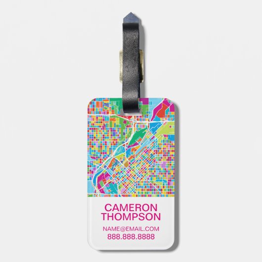 Colorful Denver Map Bagagelabel (Achterkant verticaal)