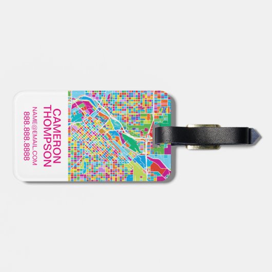 Colorful Denver Map Bagagelabel (Achterkant horizontaal)