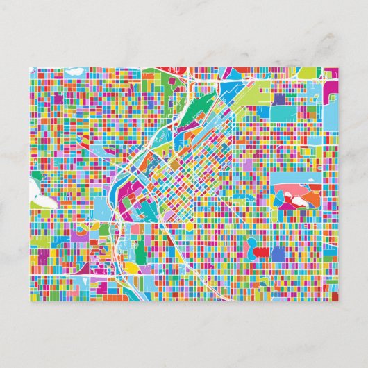 Colorful Denver Map Briefkaart (Voorkant)