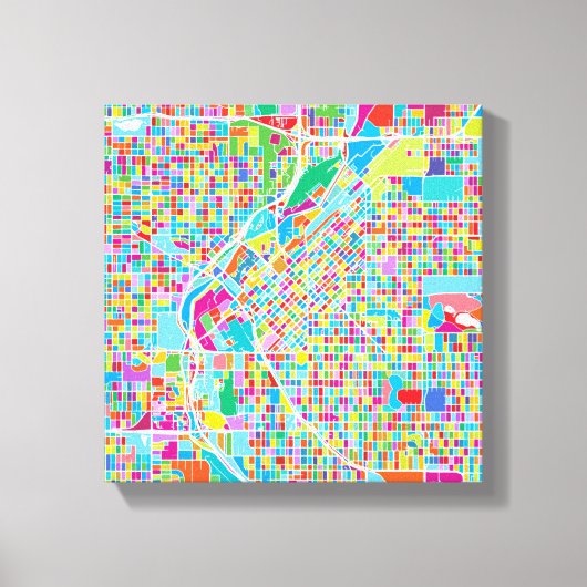 Colorful Denver Map Canvas Afdruk (Voorkant)