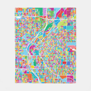 Colorful Denver Map Fleece Deken