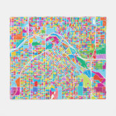 Colorful Denver Map Fleece Deken (Voorkant (Horizontaal))