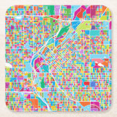 Colorful Denver Map Kartonnen Onderzetters (Voorkant)