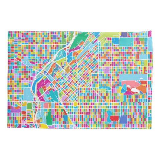 Colorful Denver Map Kussensloop (Achterkant-Links)