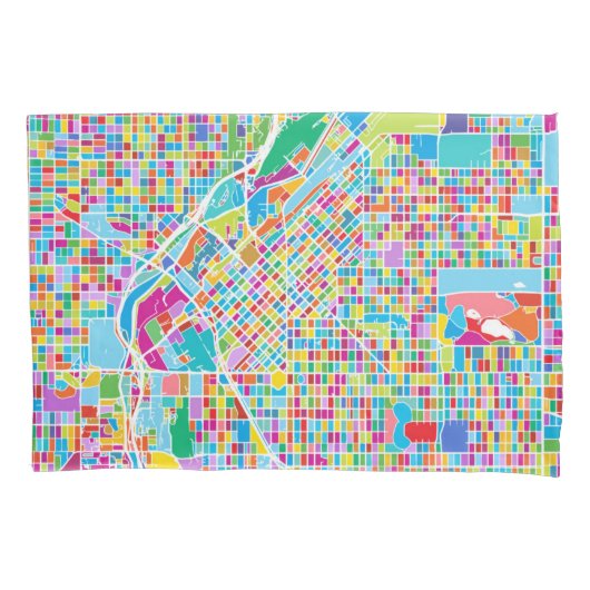 Colorful Denver Map Kussensloop (Voorkant-Links)