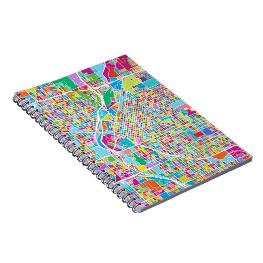 Colorful Denver Map Notitieboek (Rechterzijde)