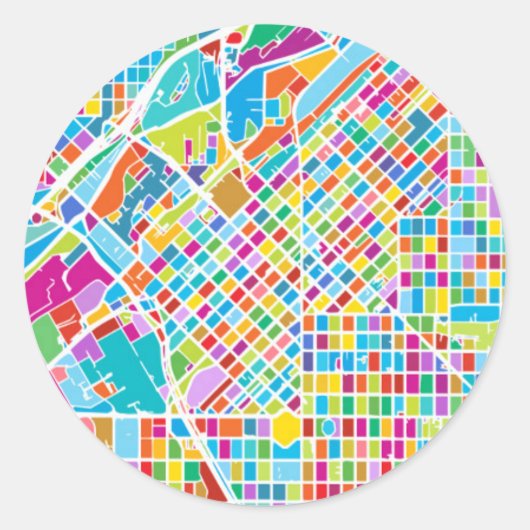 Colorful Denver Map Ronde Sticker (Voorkant)