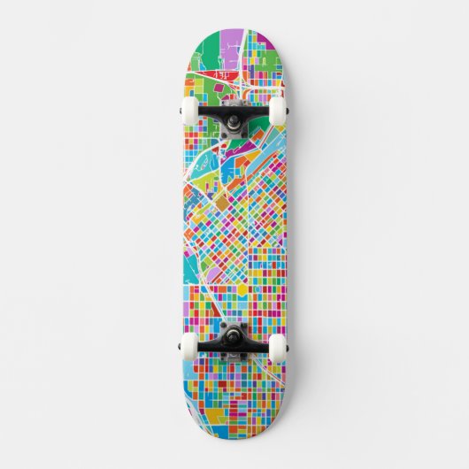 Colorful Denver Map Skateboard (Voorkant)