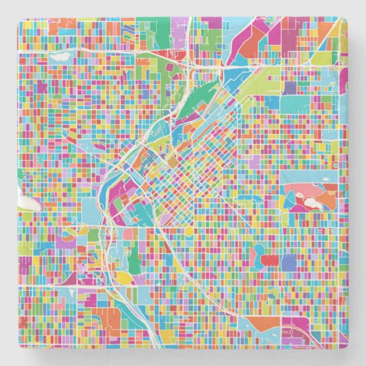 Colorful Denver Map Stenen Onderzetter (Voorkant)