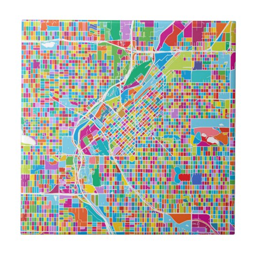 Colorful Denver Map Tegeltje (Voorkant)