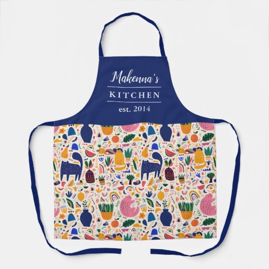 Colorful Desert Boho Cats Patroonnaam Schort (Voorkant)