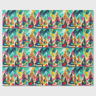 Colorful design of Christmas trees Cadeaupapier