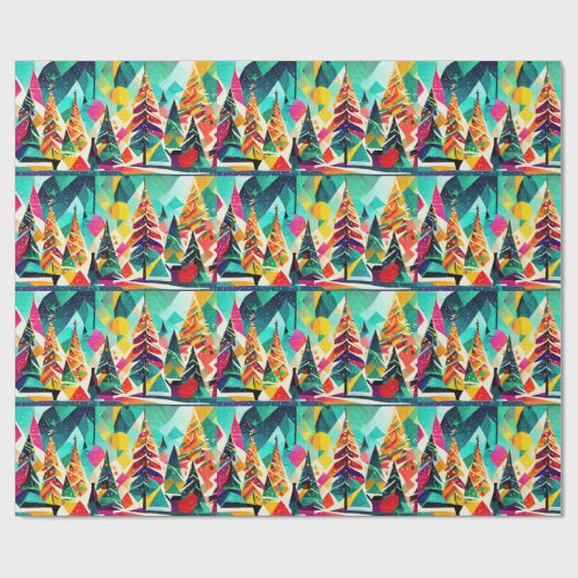 Colorful design of Christmas trees Cadeaupapier (Vlak)