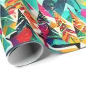 Colorful design of Christmas trees Cadeaupapier (Rol Hoek)