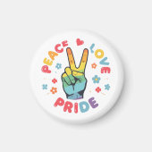 Colorful design with peace, love and pride hand magneet (Voorkant)