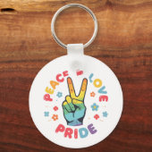 Colorful design with peace, love and pride hand sleutelhanger (Voorkant)