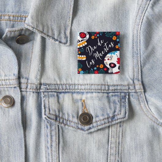 Colorful Dia de los Muertos | Button (In situ)