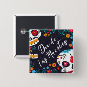 Colorful Dia de los Muertos | Button (Voorkant /achterkant)