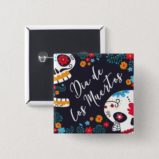 Colorful Dia de los Muertos | Button (Voorkant /achterkant)