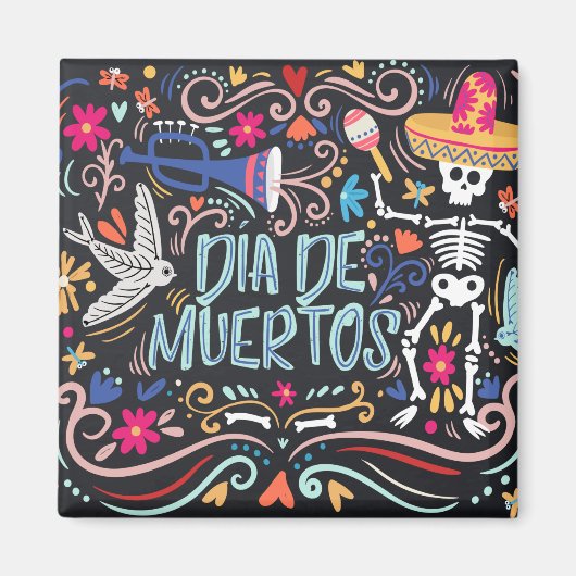 Colorful Dia de los Muertos | Magneet (Voorkant)