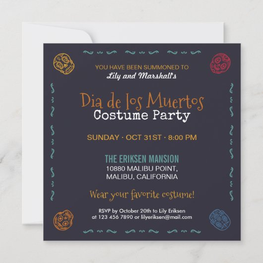 Colorful Dia de los Muertos Party | Uitnodiging (Achterkant)