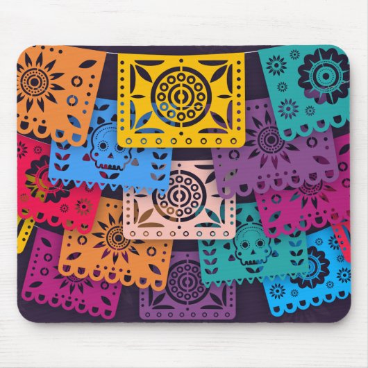 Colorful Dia de Muertos Banners | Mousepad Muismat (Voorkant)