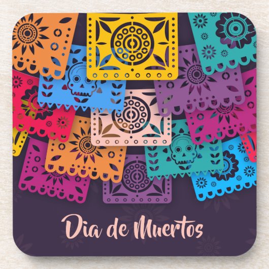 Colorful Dia de Muertos Banners | Onderzetter (Voorkant)