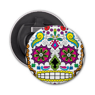 Colorful "Dia Des Los Muertos" Bottle Open Style Button Flesopener