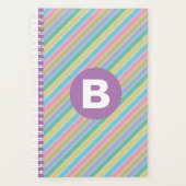 Colorful Diagonal Candy Stripes Lilac Monogram Planner (Voorkant)