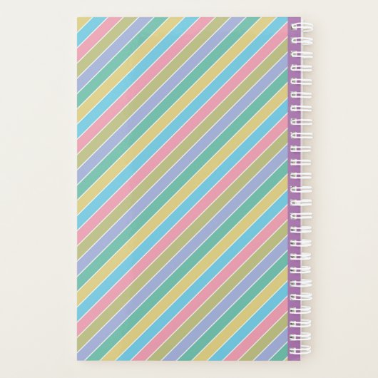 Colorful Diagonal Candy Stripes Lilac Monogram Planner (Achterkant)