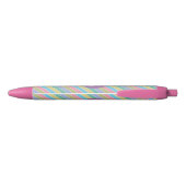 Colorful Diagonal Candy Stripes Purple Monogram Zwarte Inkt Pen (Achterkant)