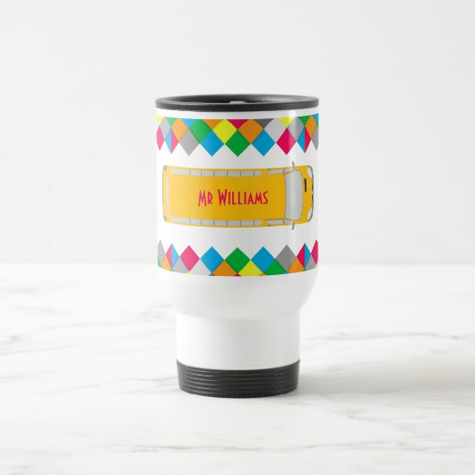 Colorful Diamond Frame Bus Driver Travel Mug Reisbeker (Center)