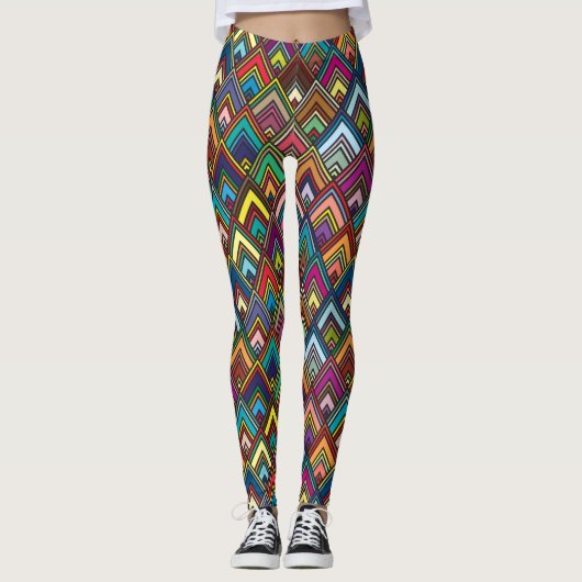 Colorful Diamond Geometric Pattern Leggings (Voorkant)
