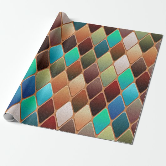 Colorful Diamond Pattern Cadeaupapier (Uitgerold)