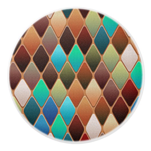 Colorful Diamond Pattern Keramische Knop (Voorkant)