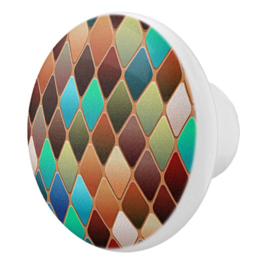 Colorful Diamond Pattern Keramische Knop (Rechts)