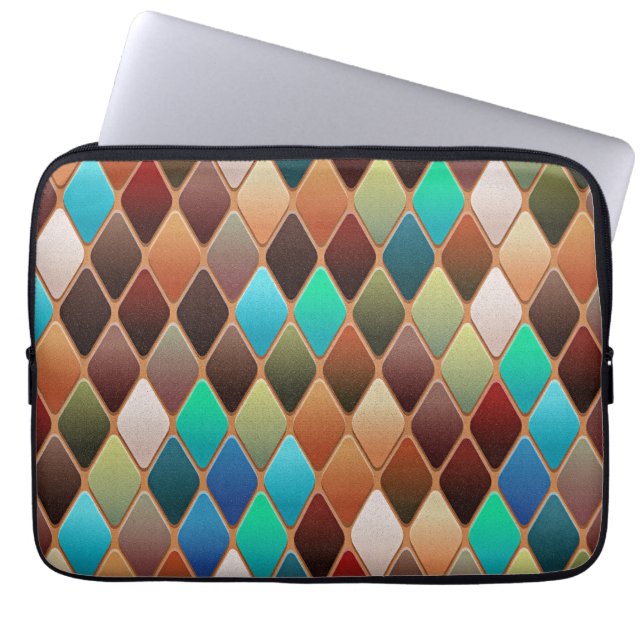 Colorful Diamond Pattern Laptop Sleeve (Voorkant)