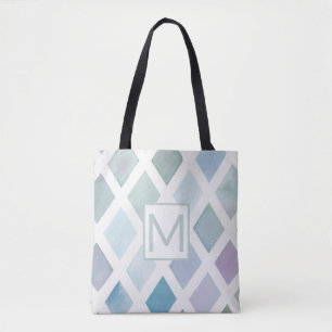 Colorful Diamond Pattern met Initiaal Canvas tas