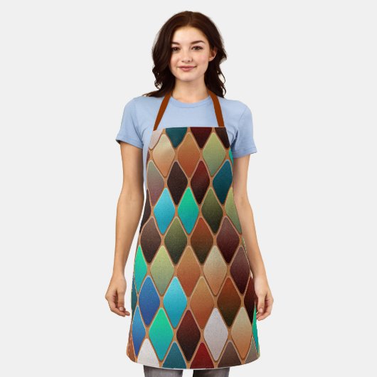 Colorful Diamond Pattern Schort (Gedragen)
