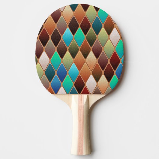 Colorful Diamond Pattern Tafeltennisbatje (Voorkant)
